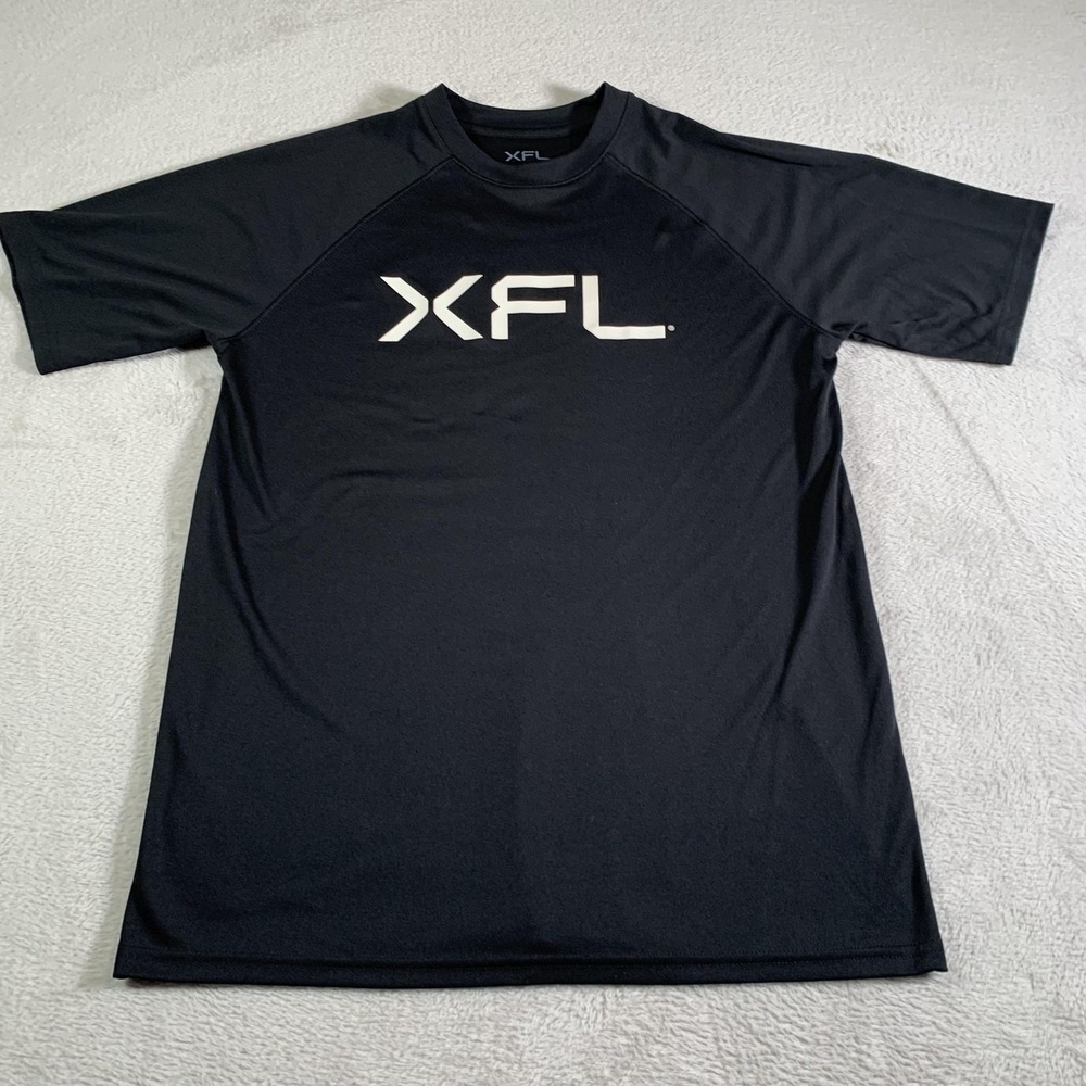 XFL Football Shirt Mens Medium Black Short Sleeve Performance Tee‎ Training